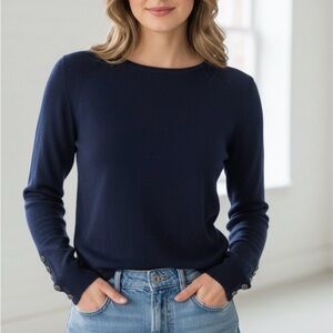 J. McLaughlin Navy Blue Long Sleeve Jamey Sweater Size XS